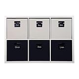 JLS Basket Bin Labels Clip On | Label Holders for Storage Bins Metal Hanging Chalkboard Baskets - Black Finish Pack of 6 with 1 White Chalk Marker, ?5.04x3.78x2.13 inches