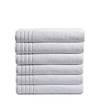 AmazonCommercial 100% Egyptian Cotton Bath Towel Set - Pack of 6, 30 x 56 Inches, 700 GSM, White