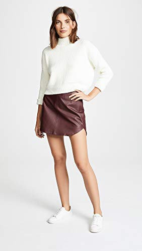 Bb Dakota By Steve Madden Junior's Conrad Leather Mini Skirt, Bordeaux, 10 #TOP4