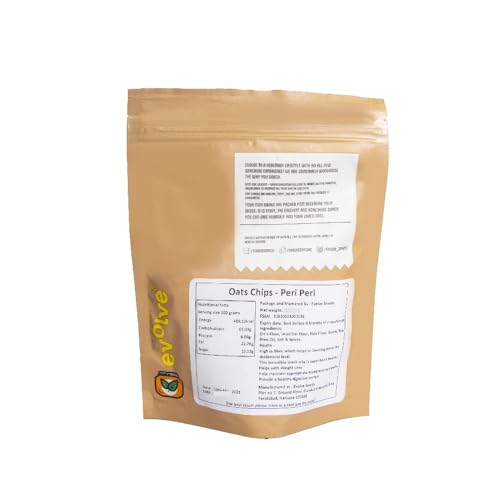 Image of Evolve Oats Chips Healthy Snacks for Kids, Adults | Gluten Free, Vacuum Fried, High in Protein, Low Calorie, Weight Loss Friendly, Peri Peri Flavor - 100g Pack of 4