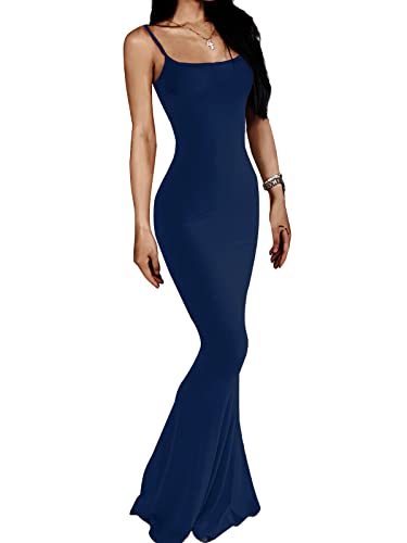 Image of AnotherChill Women's Casual Lounge Slip Long Dress Sexy Sleeveless Backless Bodycon Maxi Dresses 2023 Summer Slim Elegant