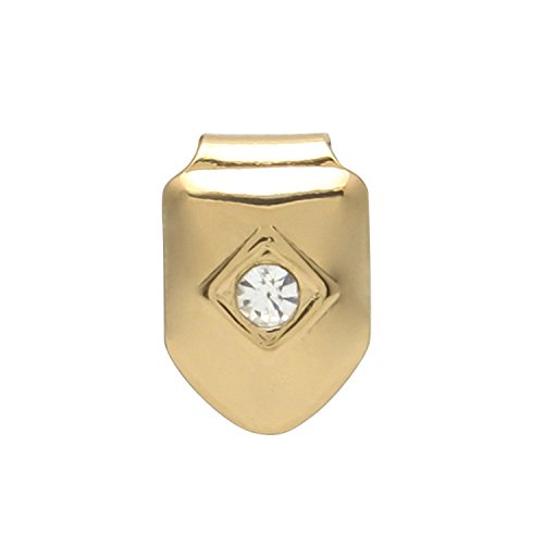 The Bling Factory 14k Yellow Gold Plated White Cubic Zirconia Single Tooth Cap Grill
