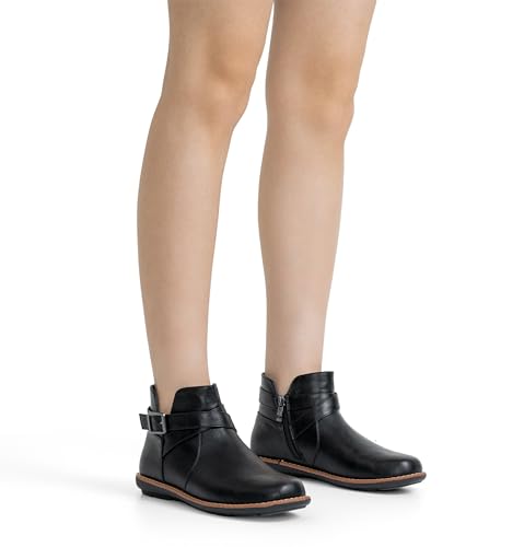 Vepose Womens 9005 Flat Ankle Boots, No Heel Round Toe Short Booties2