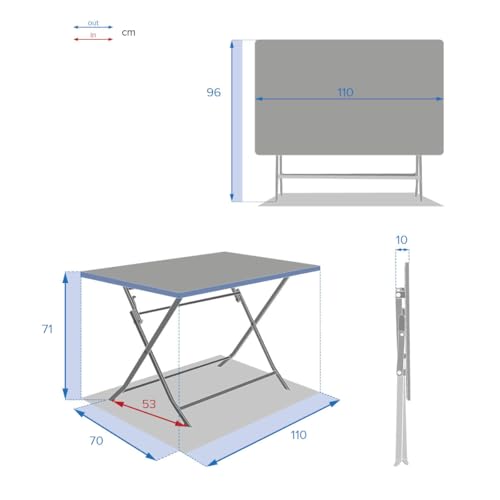 Hespéride - Table de Jardin Pliante Rectangulaire Greensboro Ambre - 4 Places - Acier Traité Epoxy Traitement Antirouille Renforcé