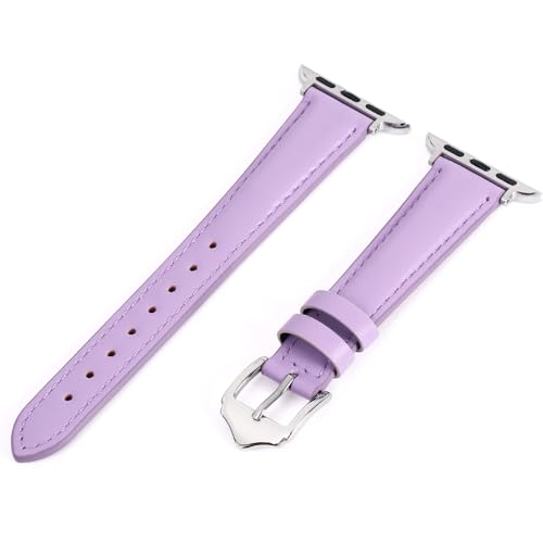 Bracelet montre cuir véritable violet 40S bracelet fin interchangeable