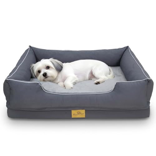 Panier Chien Moyen Taille Orthopédique: Coussin Déhoussable et Lavable en Machine pour Chiens, Mémoire de Forme Canapé Lit Anti-dérapant et Ultra Doux,...