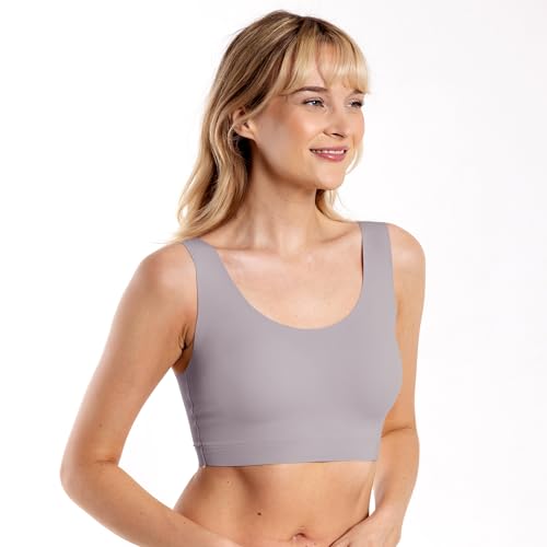 Image of Floatley to The T-Shirt Scoop Neck Bra for Women, Silky Comfort Wirefree Seamless Grip Band Pullover Bra with Removable Pads