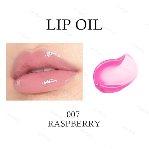 Image of KYDA Hydrating Lip Glow Oil, Moisturizing Lip Oil, Glossy Transparent Plumping Lip Gloss, Tinted Lip Oil for Lip Care and Dry Lips-Raspberry