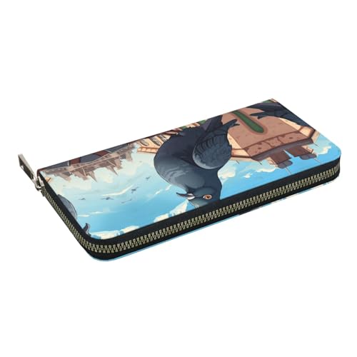 cartoon pigeon Print Women Wallet Trendy Travel-Friendly 7.9X3.9in Casual Clutch Purse Gift for Ladies2