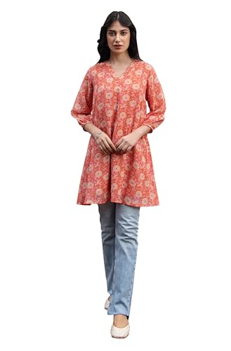 Image of Janasya Women's Georgette Floral Regular Tunic