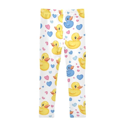 Yellow Ducks Girls' Leggings Toddler Doodles Pink Kids Yoga Pants Dance Active Tights 4T2