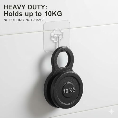 Image of Self Adhesive Hooks for Wall Heavy Duty - 10kg Load Capacity Waterproof Transparent Wall Hooks for Hanging - No Drilling Nail (ProHold Hoo (Flower Hook Pack 15)