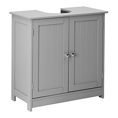 Bonnlo Pedestal Under Sink Storage Bathroom Vanity with 2 Doors Traditional Bathroom Cabinet Space Saver Organizer 23 5/8" x 11 7/16" x 23 5/8" (L x W x H) (Grey)