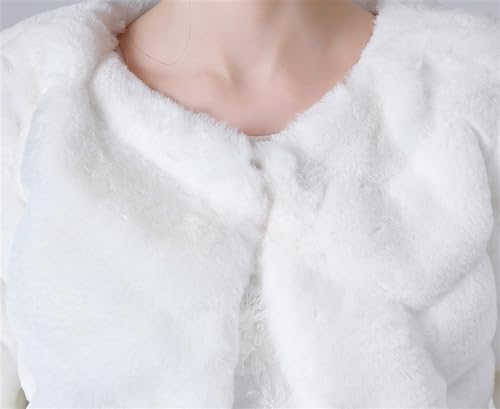 Girls Princess Faux Fur Wrap Shawl Cozy Flower Girls Bolero Shrug Winter Warm Cape Party Wedding Dress Up3