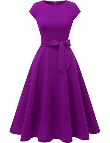 Image of DRESSTELLS Women's Cocktail Dresses, Formal Wedding Guest Modest Church Vintage Tea Party Midi Evening Dress