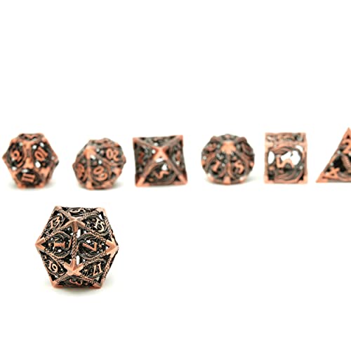 Image of DND Dice Set Metal Dice Dungeons and Dragons Dice Gift Polyhedral Dice Set Role Playing Dice D20 Hollow Polyhedral Dice Set for Dungeons and Dragons RPG MTG Table Games