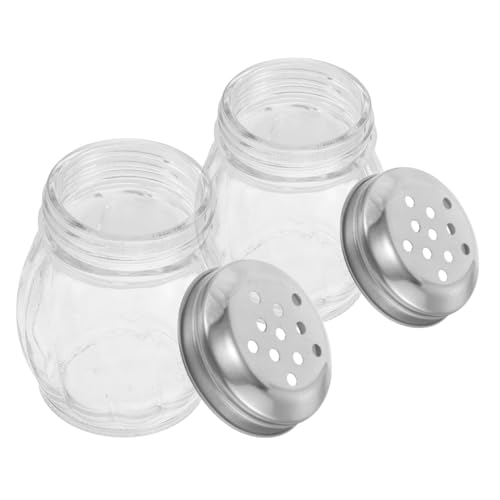 GALPADA 2 Piezas Castor Recipiente Para Sal De Cocina Botellas De Especias De Vidrio Salero y Pimentero Para Acampar Botella De Condimento De Sal y Pimienta Transparent Acero Inoxidable