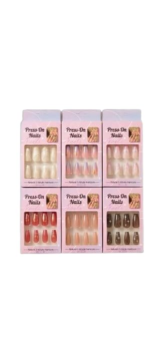 Press On Nails for Women & Girls, Sets Reusable False Nail Extensions with Glue Tabs, Stick On Manicure Kit, Random Colors & Designs for Parties, Weddings & Daily Wear-Pack of 3-image-20