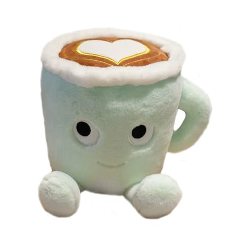 Xshelley 20 cm Latte Plüsch Spielzeug Kissen, Kaffeetasse Plüsch Puppe, Kaffeeessen gefüllt Plüsch Spielzeug, Heimdekor Geburtstag für Kinder Geschenk (Grün)