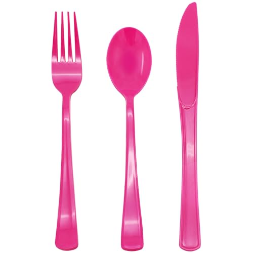150 Pcs Hot Pink Plastic Silverware Hot Pink Plastic Utensils Hea...