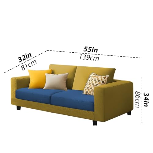 Image of Casaliving Minta 3+2 Seater Sofa Set for Living Room (Blue Yellow Colour Fabric) Premium Fabric Sofa