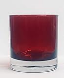 Set of 4- Lowball Ruby Red Old Fashioned Whiskey Cocktails 10 ounce, Beverage Drinking Glass