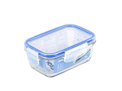 Borgonovo 0033538 Rectangular Caja 0.38L Azul, Transparente 1pieza(s) Recipiente de almacenar Comida - Recipiente para Alimentos (140 mm, 94 mm, 60 mm, 310 g, 1 Pieza(s), 80 cm)