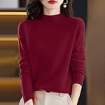 Womens Mock Neck Sweater Cashmere Long Sleeve Fall Soft Knit Casual Pullover Cashmere Sweaters Top Fall Winter 2025 - Image 2