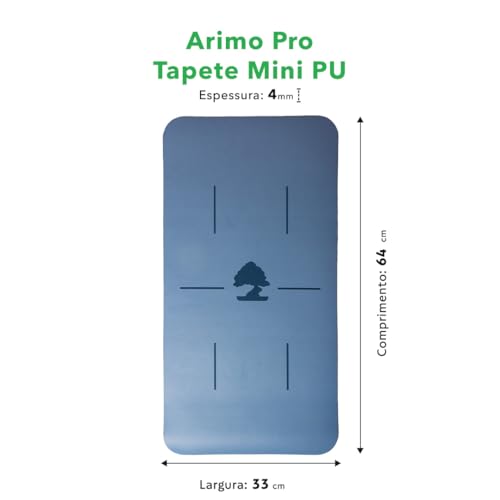 ARIMO Tapete de Yoga Mini PU 4 mm Biodegradável Proteção Articular 64x33 cm (Azul)