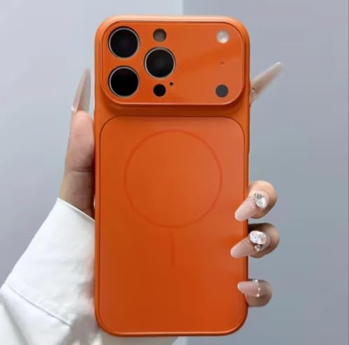 Mars Trading for iPhone 12 Pro |Convert to 17 pro /17 Pro Max Style Premium Back Glass Converter Cover Magnetic Case for iPhone 12 Pro |Convert to 17 pro /17 Pro Max (Orange)