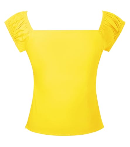 Image of YARN & INK Women's Rockabilly Tops 1950s Pinup Shirt Casual Off Shoulder Vintage Blouse