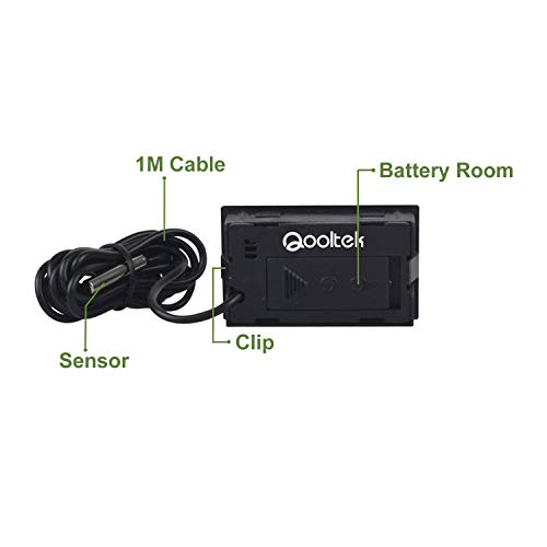 Qooltek Digital LCD Thermometer Temperature Gauge Aquarium Thermometer with Probe for Vehicle Reptile Terrarium Fish Tank Refrigerator(Fahrenheit) - Thumbnail 3