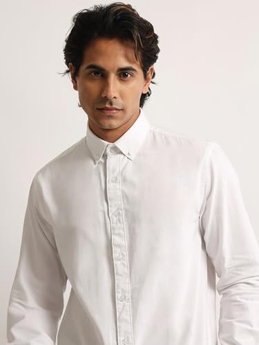 Image of MANIAC || Mens || Solid || Collared Neck || Full Sleeve || Oxford || Linen Blend Fabric || Shirt