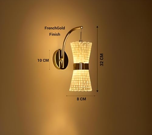 Image of FILLISKA Luxurious Acrylic Crystal Wall Lamp with Adjustable Colour Changing Function, Elegant Finish (Acrylic FrenchGold-C32)(1 Year Warranty)