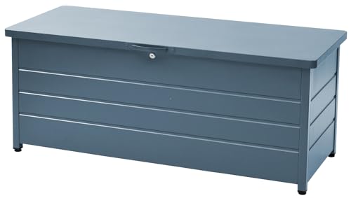 ガーデンマスター(Gardenmaster) ベンチストッカー スチール製 幅125×奥行49×高さ52cm 天板耐荷重:100kg 収納ベンチ 物置 屋外 玄関 ベランダ 縁台 収納庫 MS2-1200 クラウドブルー