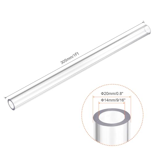 Image of uxcell Clear Rigid Tubing 14mm(9 /16 inch) ID x 20mm(0.8 inch) OD x 1Ft(305mm) Length Round Plastic Polycarbonate Tube
