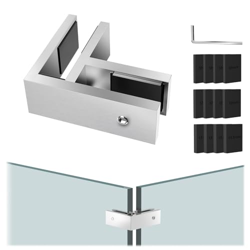 1 Pack Stainless Steel T304 Railing Glass Clamp, 90 Degree Brushed Finish Railing Clip Holder for Pool Fence, Balustrade, Balcony Deck