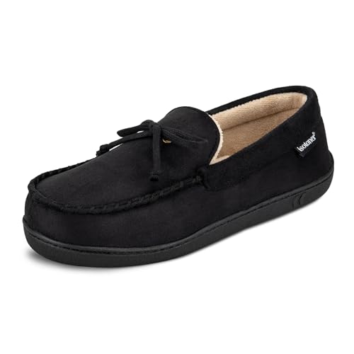 Image of isotoner Men's Slip-on Indoor /Outdoor Microsuede Memory Foam Comfort Moccasin Slippers
