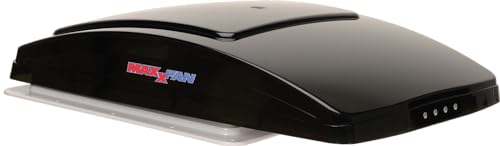 MAXXAIR Maxxfan Deluxe Vent, Fan and Vent Cover All in One - Powerful 4-Speed Reversible Fan with Thermostat, Built-in Rain Cover, Exhuast Air Only, Fits 14"" x14 Roof Openings, Smoke (00-06401K)