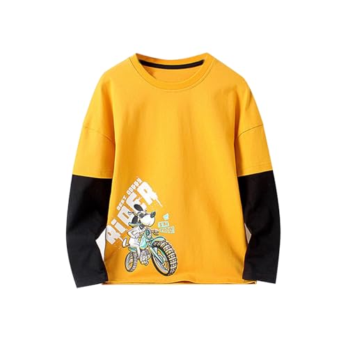Youth Solid Classic Hoodies Children's Clothing Autumn New Children's Long Sleeve T Shirt Big for (Yellow, 4-5 Years)