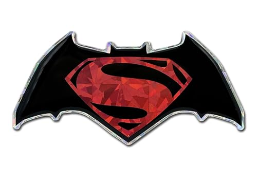 Image of Elektroplate Batman v Superman Reflective Car Decal Silver Oversized 8.5 inch | Officially Licensed DC Comics - Weatherproof Automotive Grade Domed Sticker for Water Bottle, Laptop & More - Made in the USA