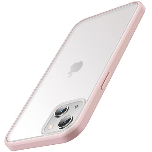 Coque iPhone 14 Plus rose mat anti-traces pour éviter les rayures et chutes du smartphone