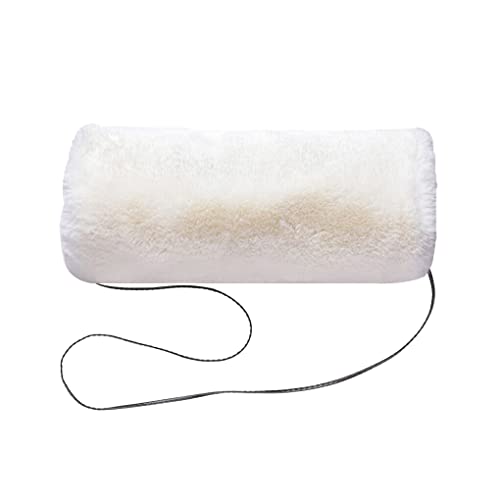 Yihaifu Chinlon Damen Winter Muff Einfarbig Hängender Handwärmer Handschuh mit Lanyard, Weiß Cover