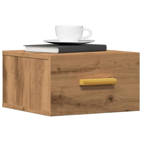 Table de chevet murale 35x35x20 cm haute brillance avec tiroir