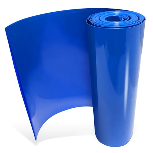MatchWhiz Flat Width 3.95in(100mm) and Length 16.4ft PVC Heat Shrink Wrap Tube for 18650 21700 Lithium Battery DIY Battery Packs Blue