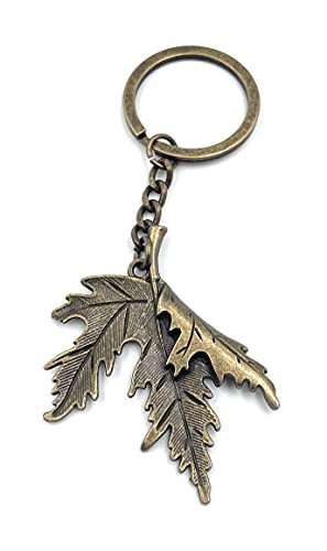 H-Customs Porte-clés en forme de feuille d'érable, arbre de printemps, bronze.