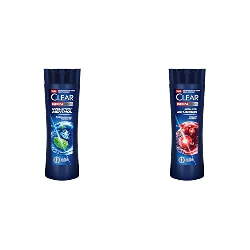 Clear Men Kepeğe Karşı Etkili Şampuan Cool Sport Menthol 350 ml ve Clear Men Kepeğe Karşı Etkili Şampuan Hızlı Stil 2'si 1 Arada Kolay Şekil Alan Saçlar 350 ml Mavi