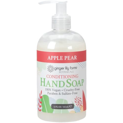 Image of Ginger Lily Farms Botanicals Conditioning Liquid Hand Soap Refill, 100% Vegan & Cruelty-Free, Apple Pear Scent, 12 Fl Oz (Pack of 6)