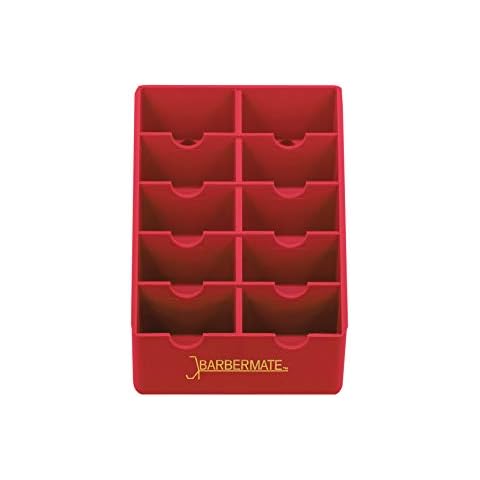 BarberMate Blade Rack Storage Tray - Holds 10 Clipper Blades (Red) Cover