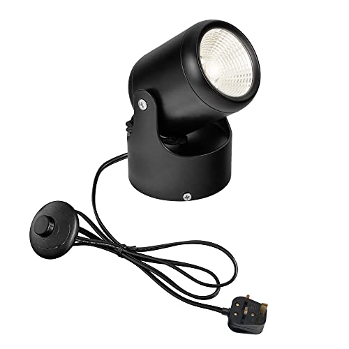 FSLiving 5 Wattage LED Accent Uplight with Plug-in Foot Control On Off Switch， Handheld Sized Portable Spot Light, Black